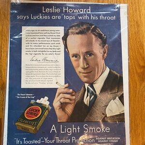 Vintage Leslie Howard Lucky Strike Cigarettes Advertisement